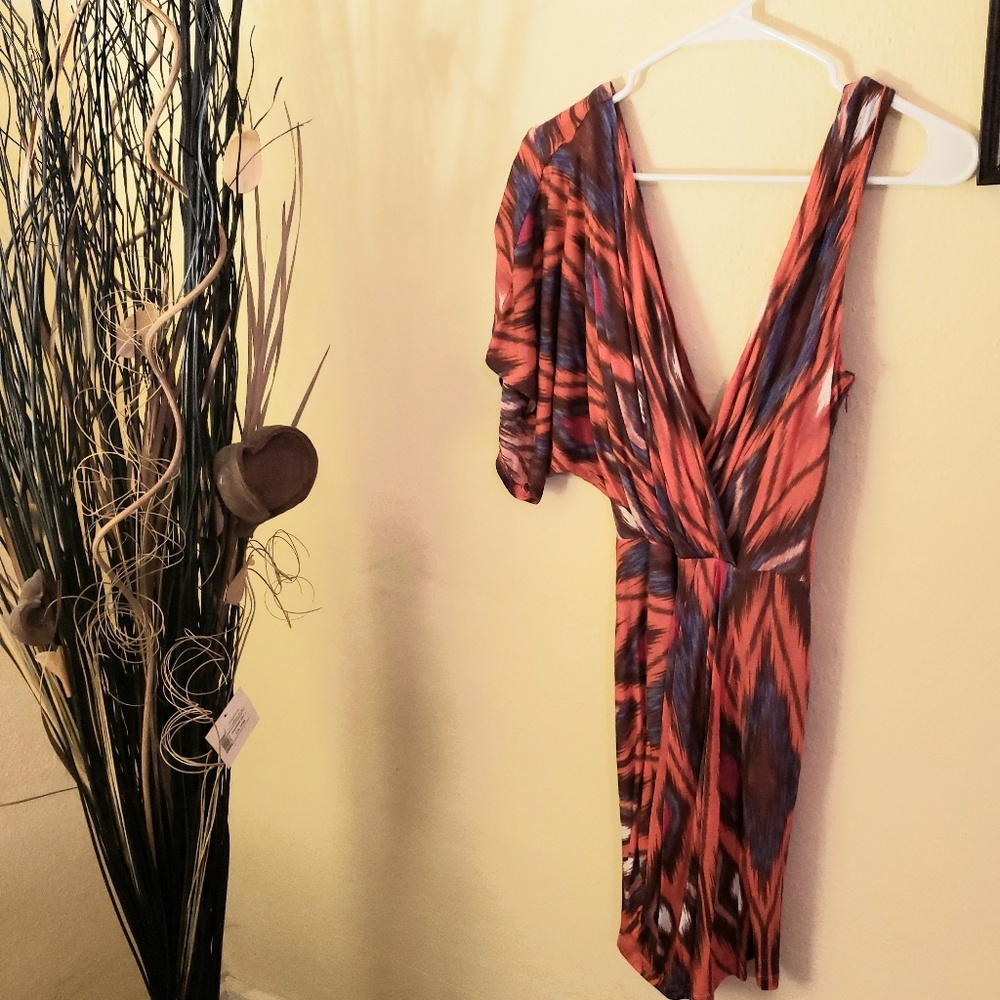 Bebe Colorful V Neck Dress